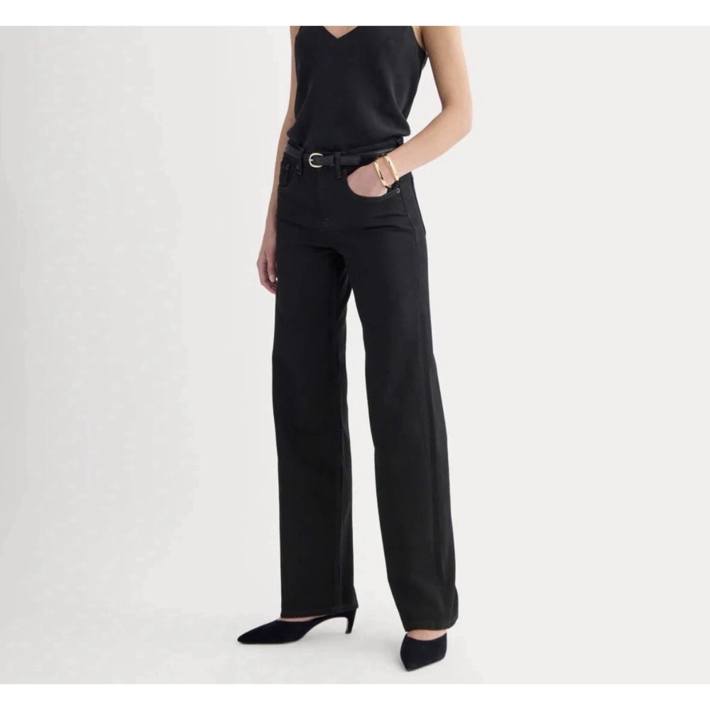 Everlane Column Jeans Womens 32 R Black Denim Straight Leg